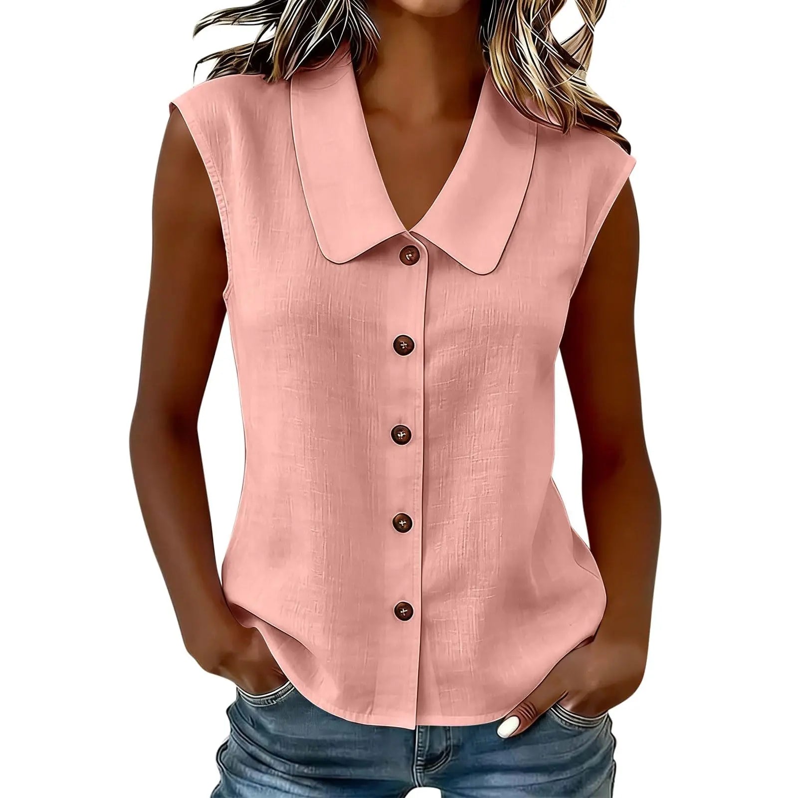 Celinea™ Cotton-Linen Shirt With Elegant Collar And Front Buttons