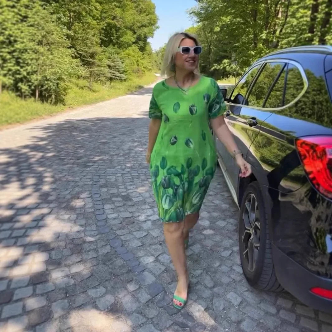 Garden d'Été™ Dress in Light Viscose with Floral Print / The Romanticism of Nature at Every Step!