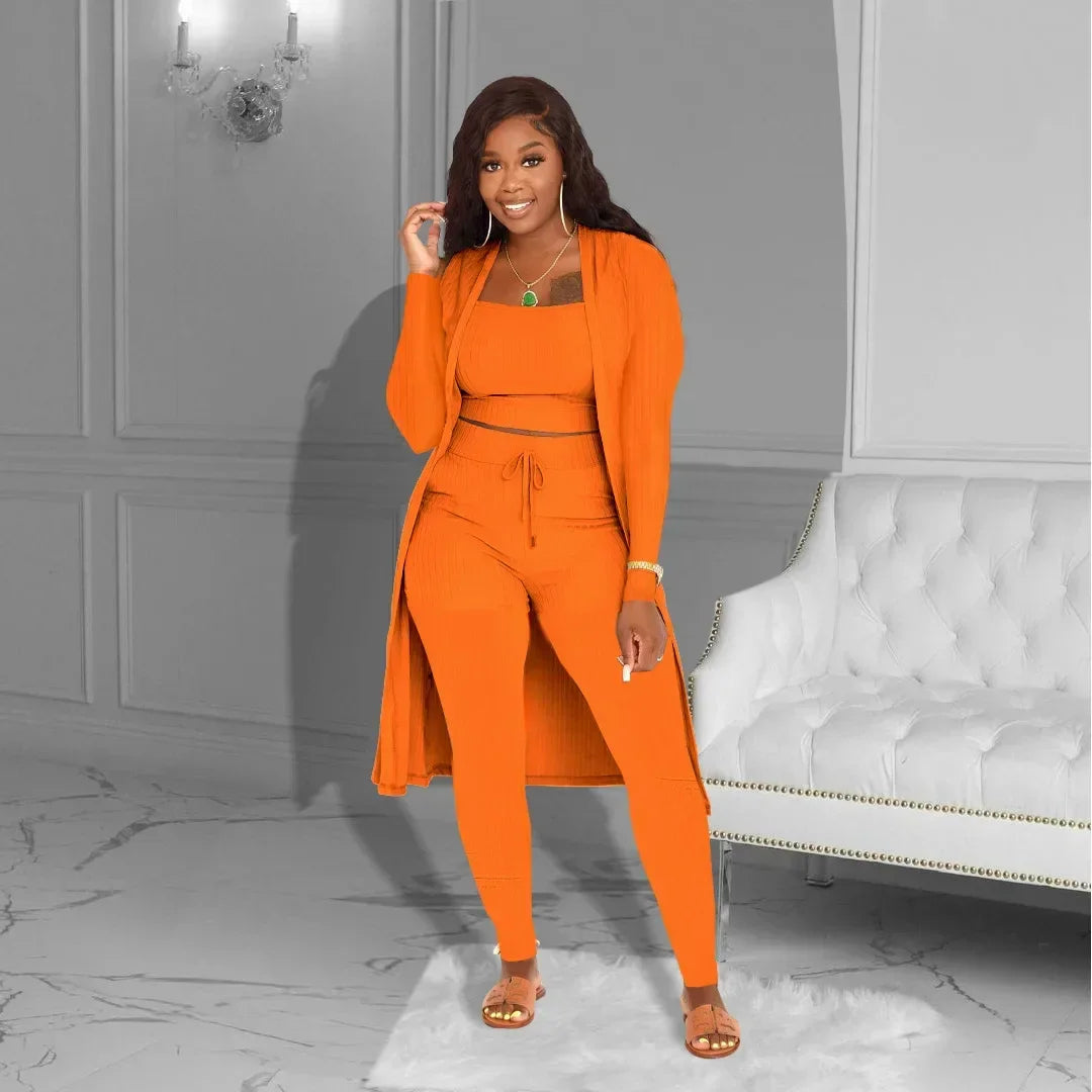 Velmira™ Set with a Cropped Top, Fitted Pants, and a Flowy Cardigan