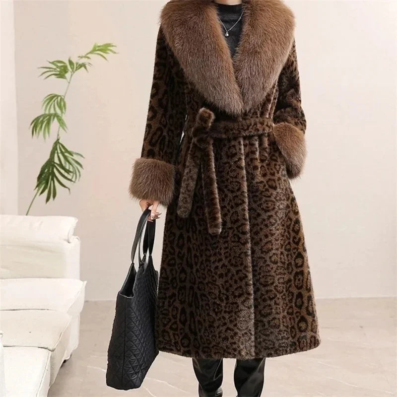 Bellarose™ Leopard Print Coat With Plush Collar