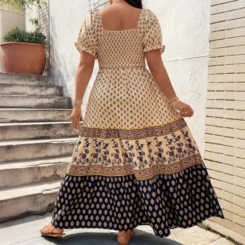 Selaris™ Puff Sleeve Dress with Flowy Silhouette