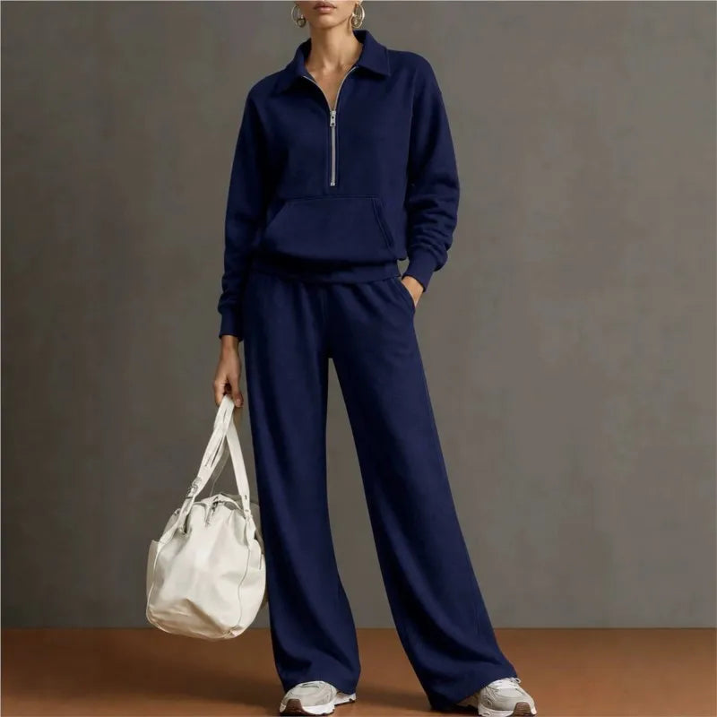 Norelle™ Set with Half-Zip Top, Kangaroo Pocket and Wide-Leg Pants