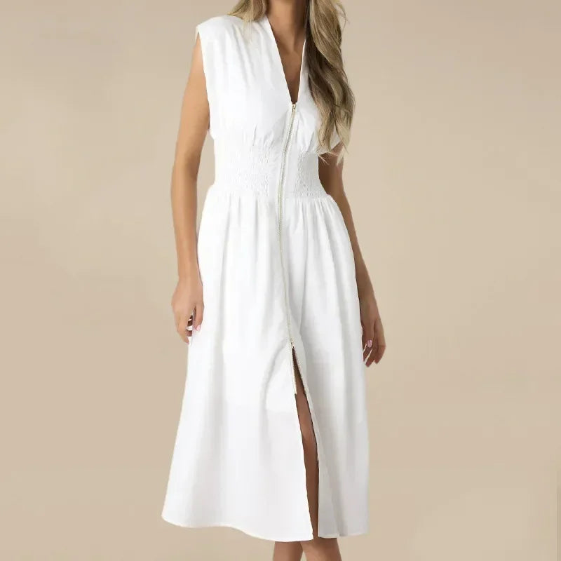 Valenza™ Dress in Premium Twill with Defined Waist / Precise Cut, Imposing Silhouette, and Contemporary Style!