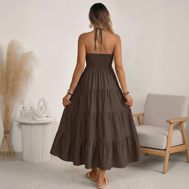 Solara Breeze™ Dress With Halter Neckline and Tiered Flowing Skirt