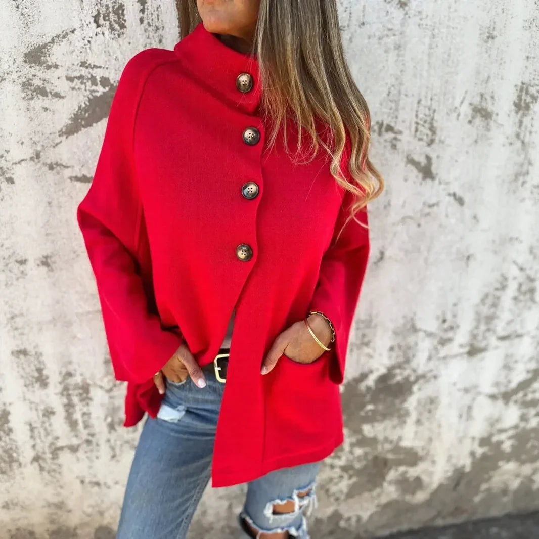 Copenhagen™ Coatigan in Heavyweight Knit with Accent Buttons and Turtleneck / Timeless Elegance That Never Goes Out of Style!