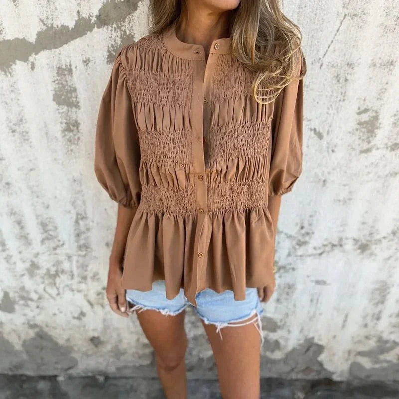 Florence™ Lightweight Cotton Shirt with Handcrafted Pleats
