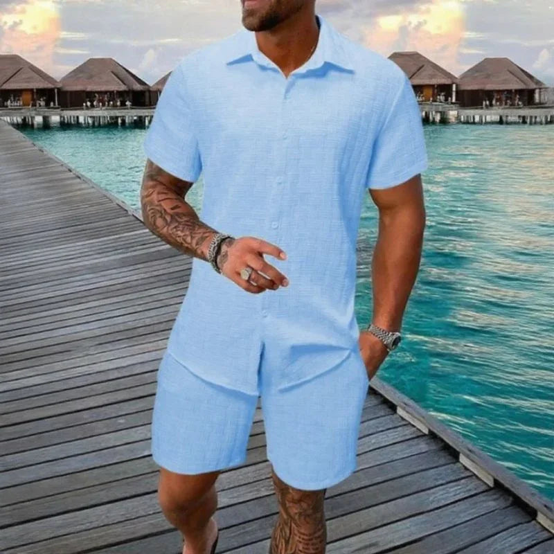 Hugo™ Premium Textured Fabric Set with Button-Up Shirt