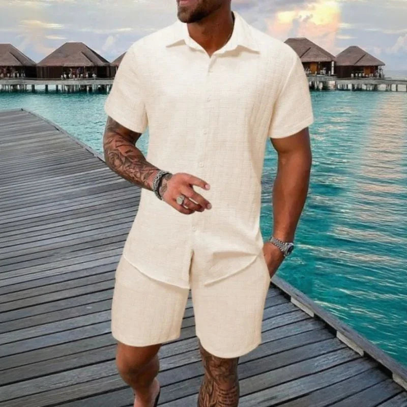 Hugo™ Premium Textured Fabric Set with Button-Up Shirt
