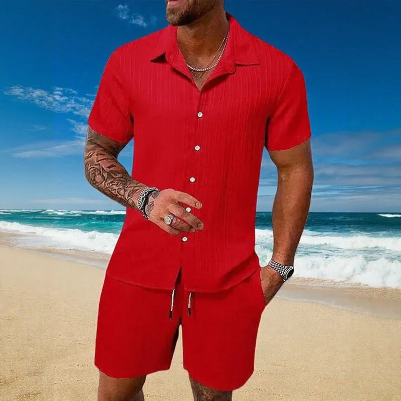Gael™ Ice Silk Set with Short-Sleeve Shirt and Adjustable Shorts