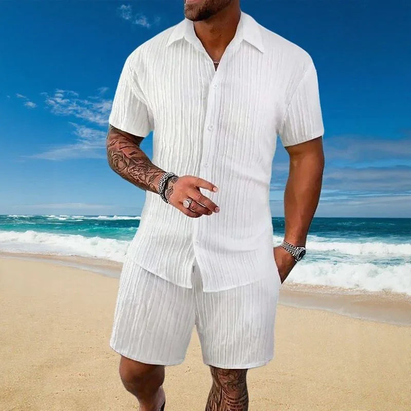 Gael™ Ice Silk Set with Short-Sleeve Shirt and Adjustable Shorts