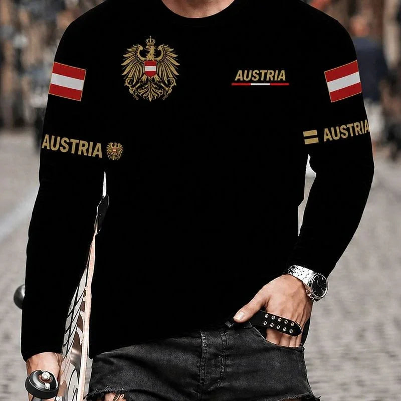 World™ Long-Sleeve Slim-Fit T-Shirt with Country Prints