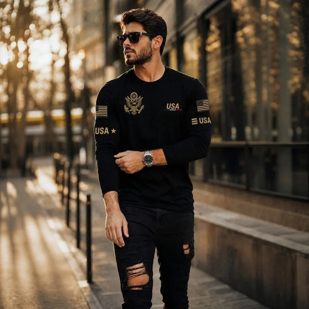 World™ Long-Sleeve Slim-Fit T-Shirt with Country Prints