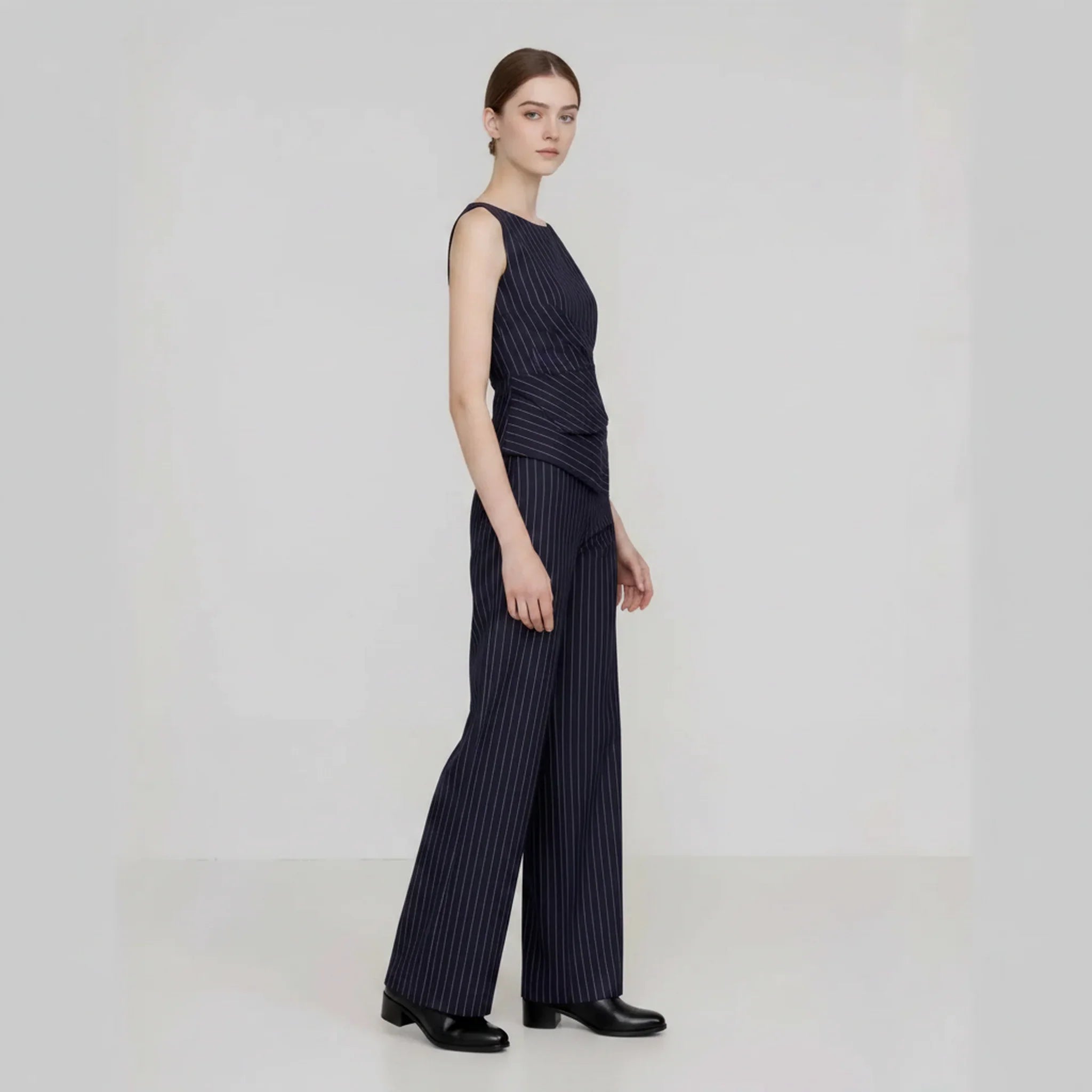 Bellamour™ Tailored Set With Asymmetrical Top and Wide-Leg Pants