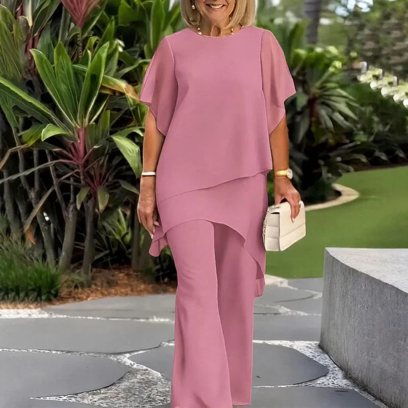 Giorgia™ Set Layered Overlay Blouse and Minimalist Pants