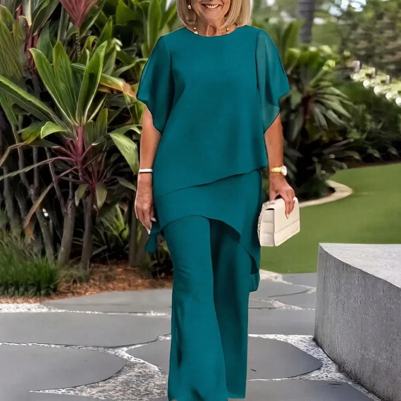 Giorgia™ Set Layered Overlay Blouse and Minimalist Pants
