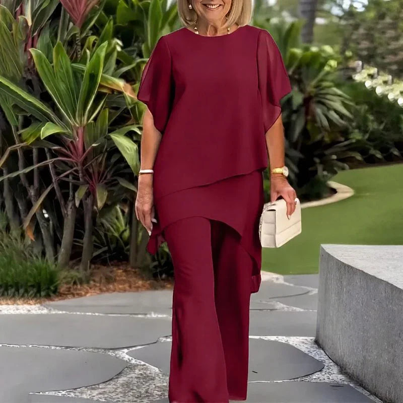 Giorgia™ Set Layered Overlay Blouse and Minimalist Pants