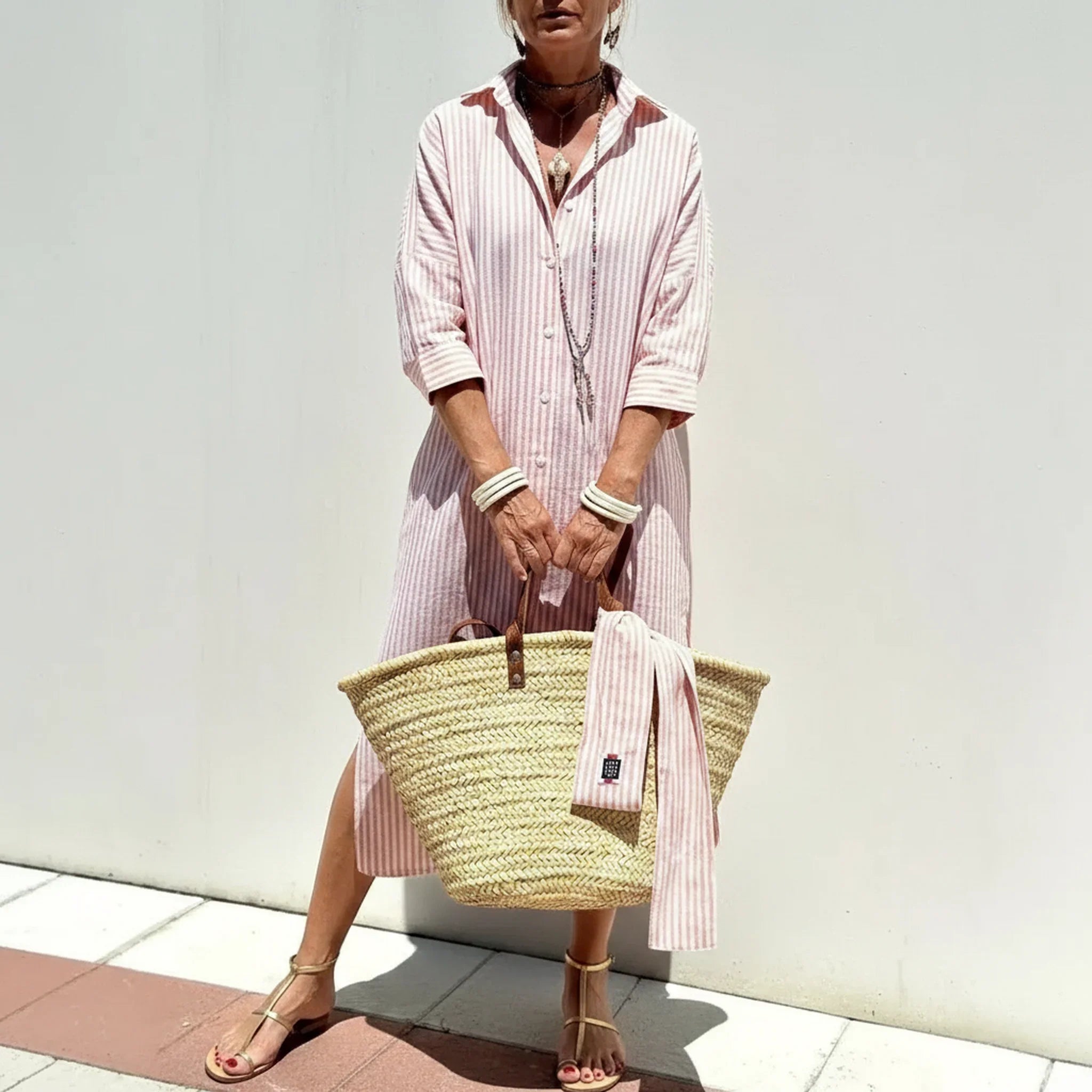 Bellavita™ Dress With Vertical Stripes and Fluid Fit