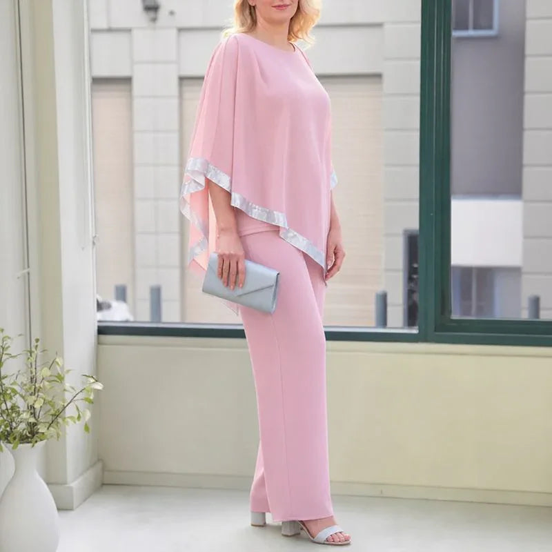 Lola™ Set Oversized Blouse with Contrasting Silver Detail and Wide Leg Pants