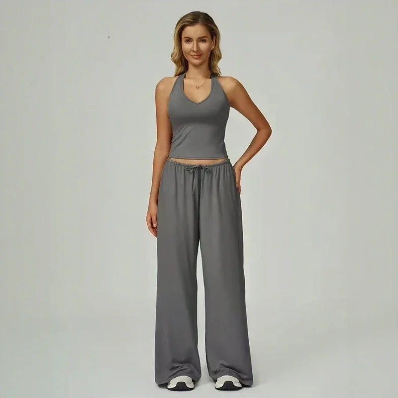 Lunary™ Set With Minimalist Top and Flowing Wide-Leg Pants