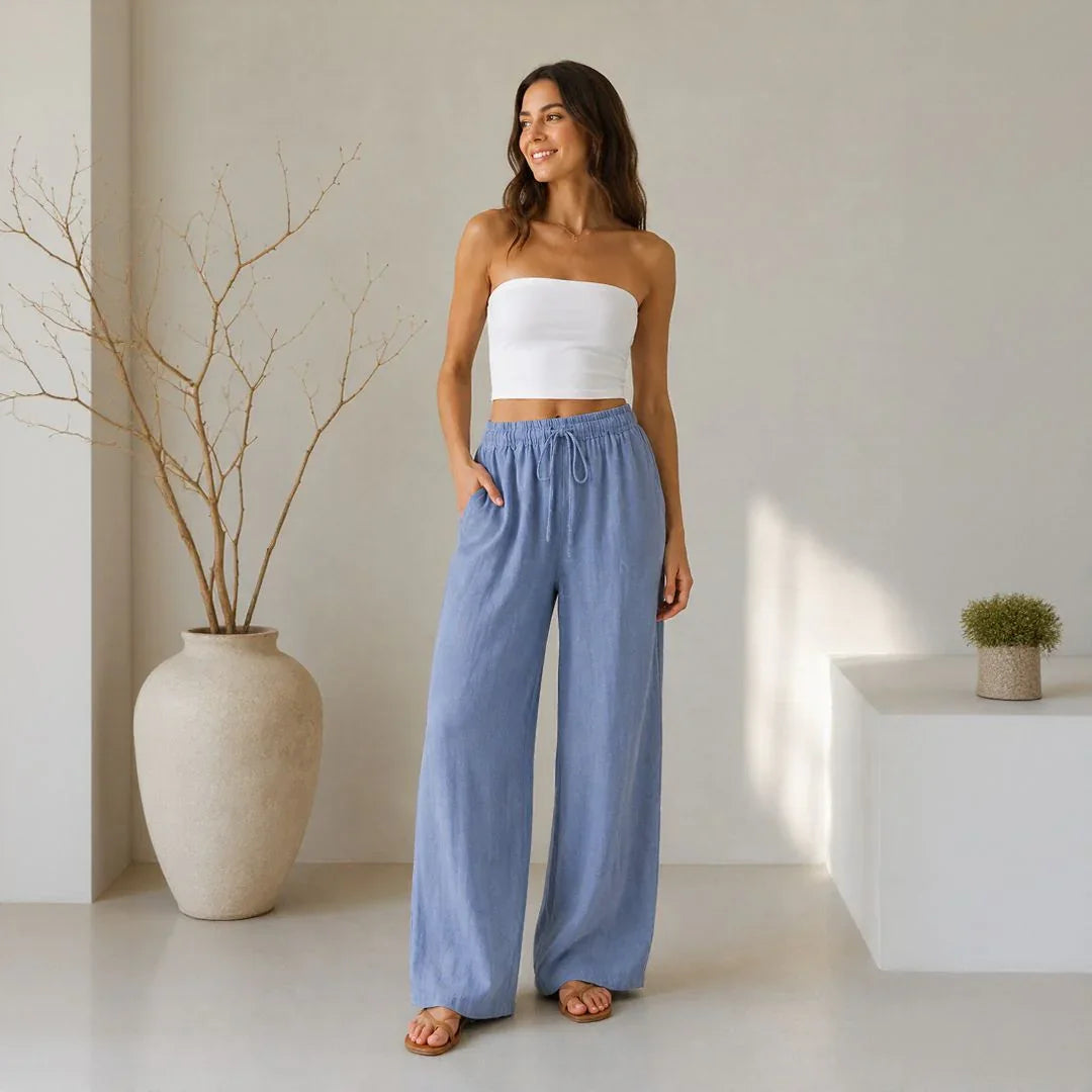 Lavinia™ Cotton Linen Pants with Adjustable Drawstring