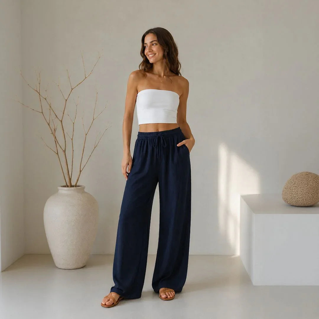 Lavinia™ Cotton Linen Pants with Adjustable Drawstring