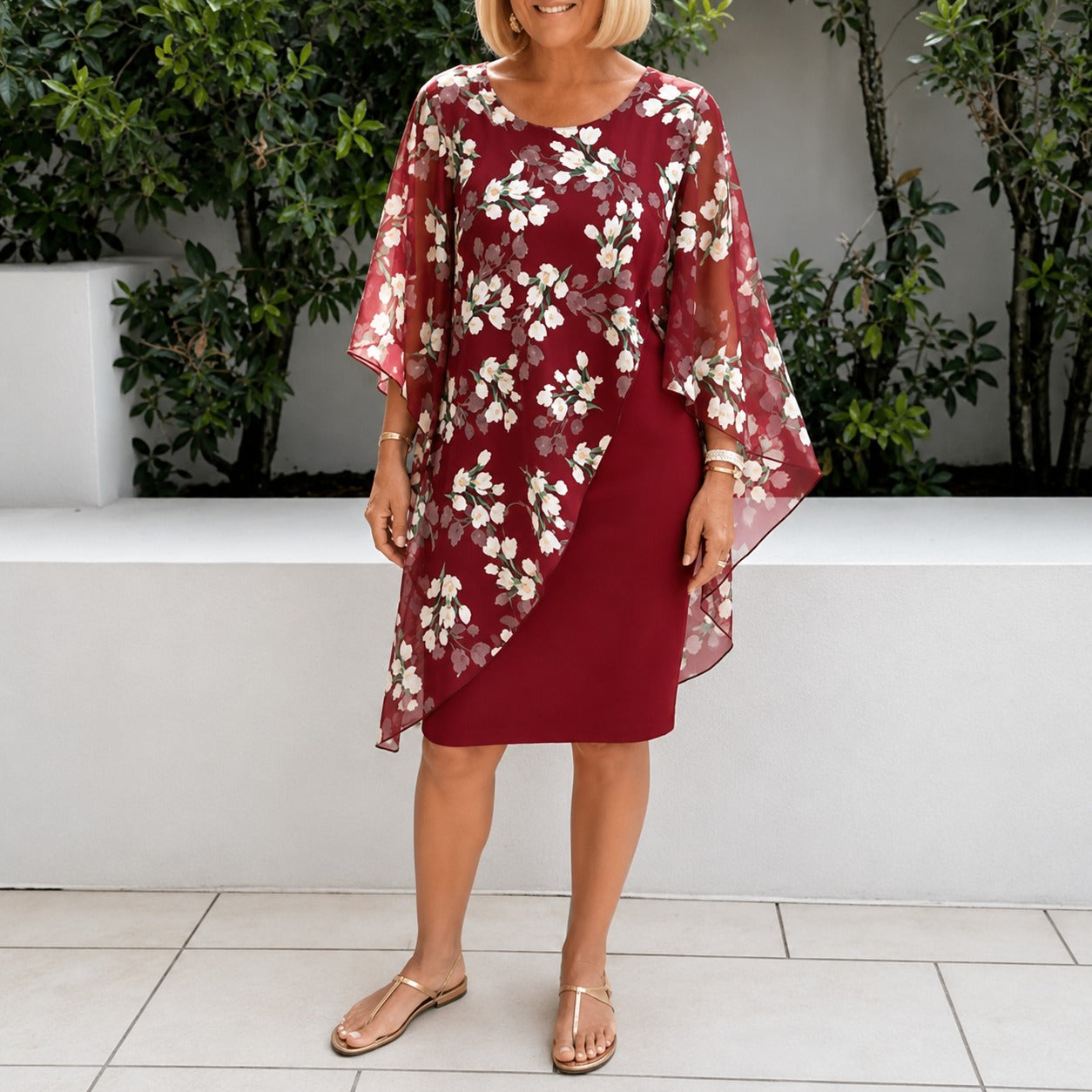 Felleria™ Dress with Floral Layer & Refined Silhouette