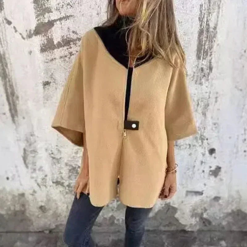 Georgia Flair™ Coat with Contrasting Collar and Loose Fit / Urban Sophistication at its Most Authentic!