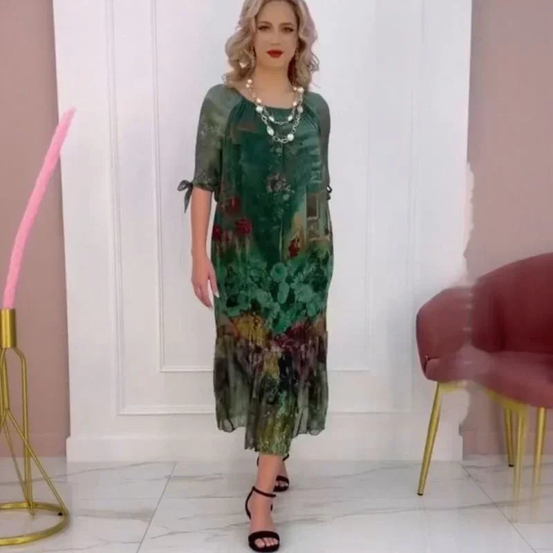 Giardino™ Dress with Botanical Print in Flowing Fabric / The Charm of Eternal Gardens in Your Style!