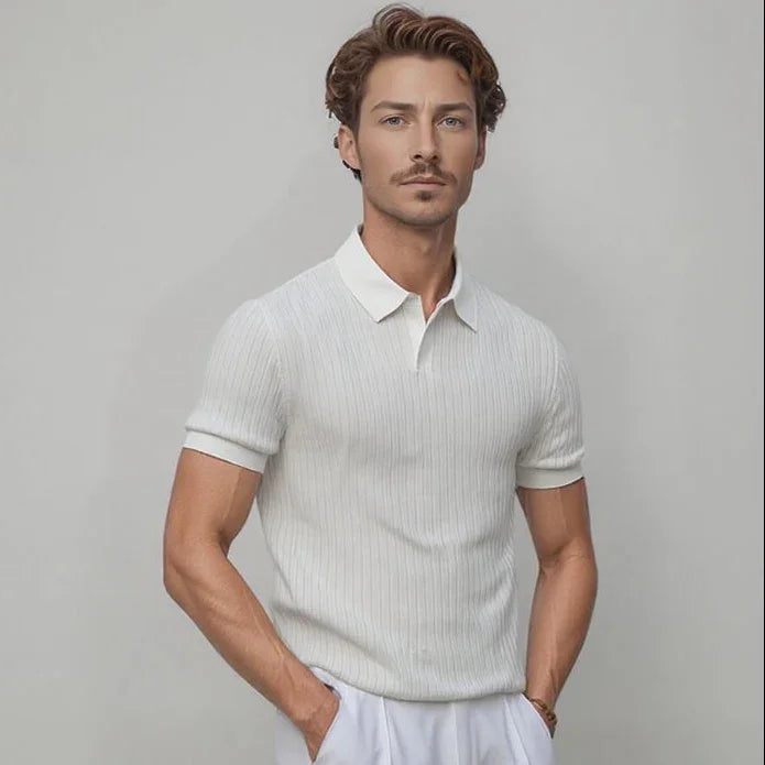Da Vinci™ Polo Shirt in Lightweight Italian Knit with Minimalist Collar / Comfortable, Sophisticated and Impossible to Ignore!