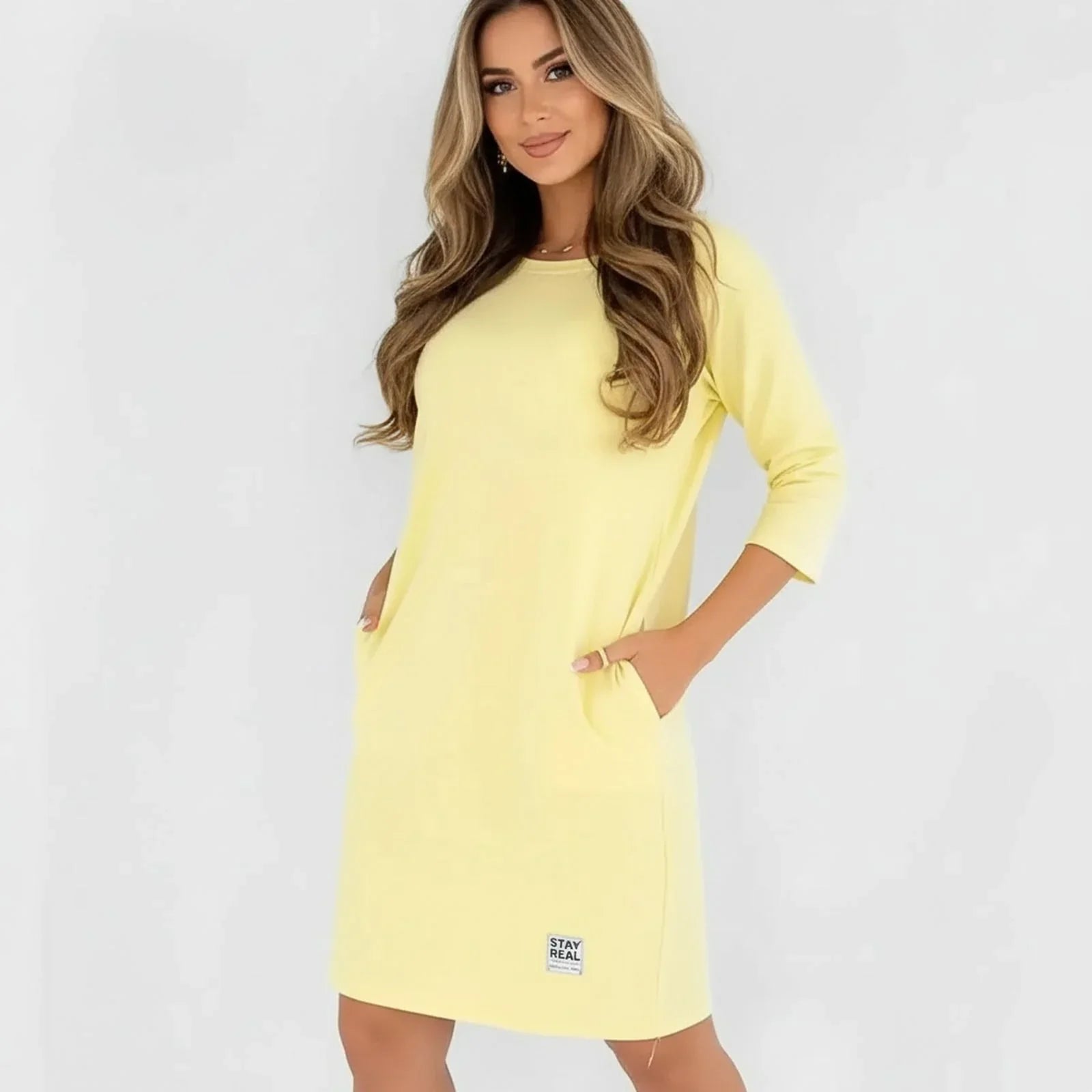 Daily™ Comfort Knit Dress with 3/4 Sleeves / The Sophisticated Basic that Flatters Your Figure Without Showing Seams!