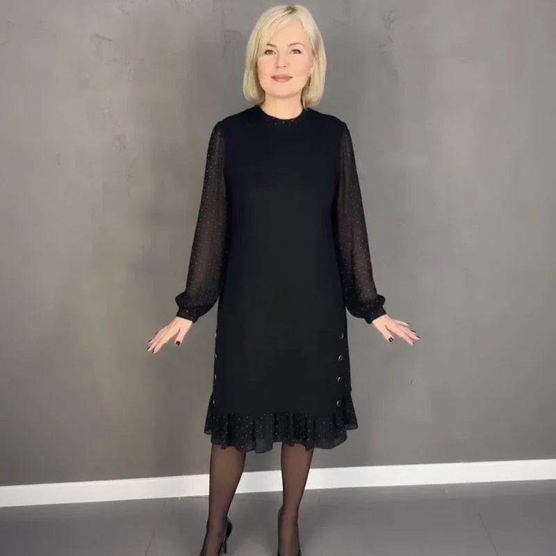 Lady Margaret™ Dress with Sheer Long Sleeves and Delicate Details