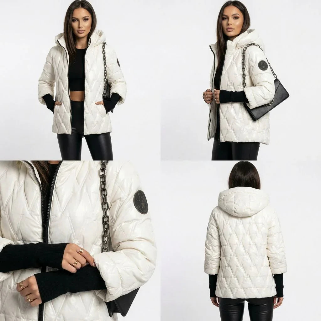 Vogue™ Quilted Cotton Jacket with Structured Hood and Layered Sleeve Design
