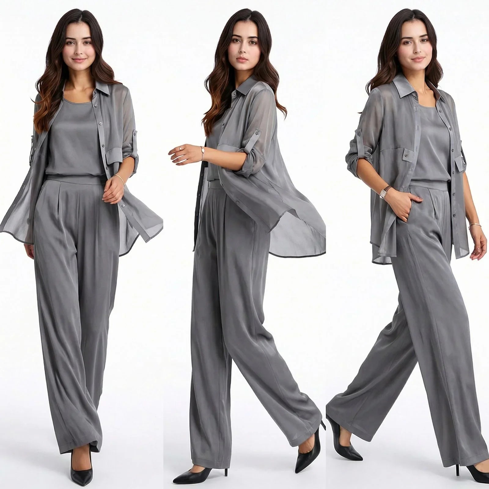 Seville Silk Touch™ 3-Piece Set with Flowing Overlay and Wide-Leg Pants