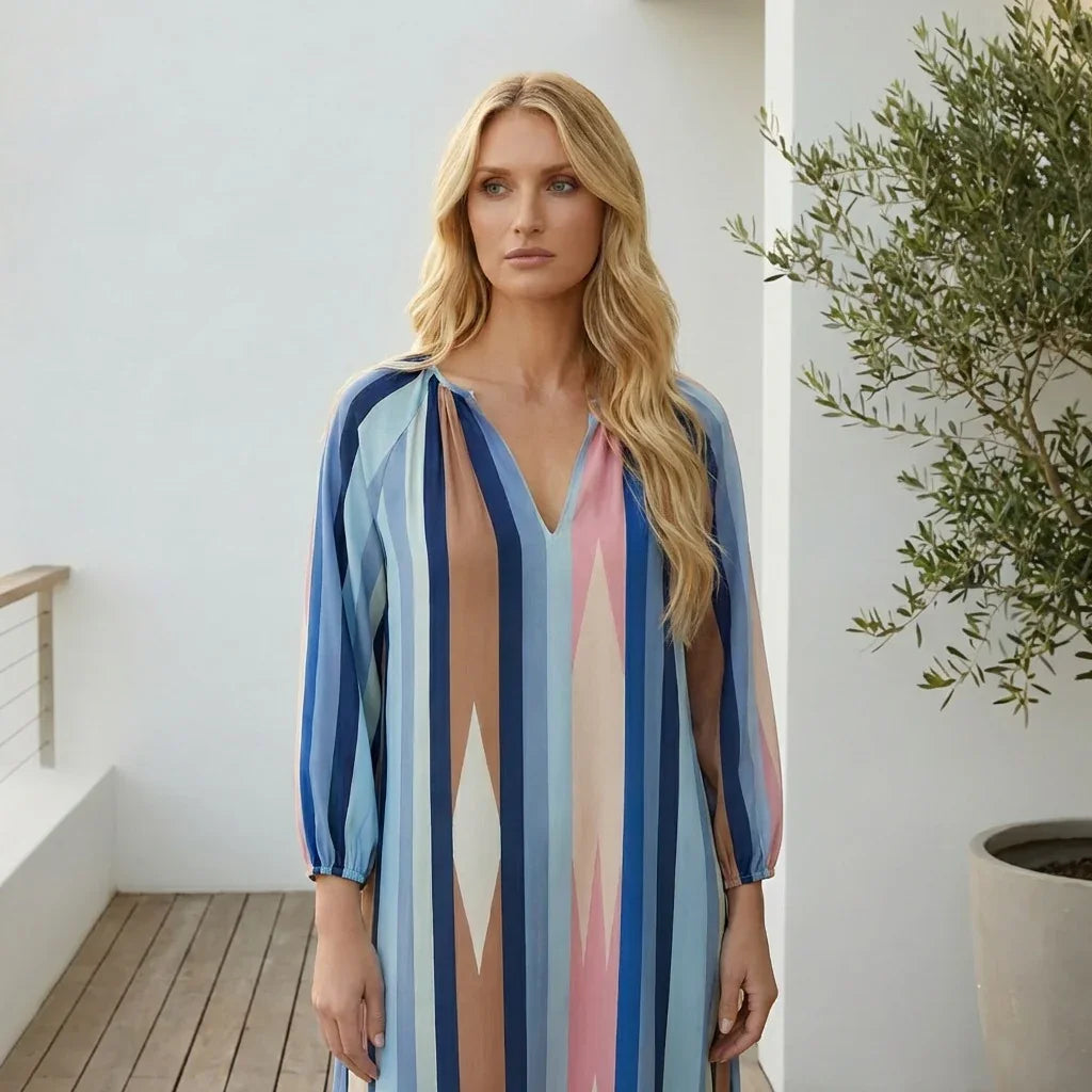 Camellia™ Viscose Maxi Dress with Deep V Neckline