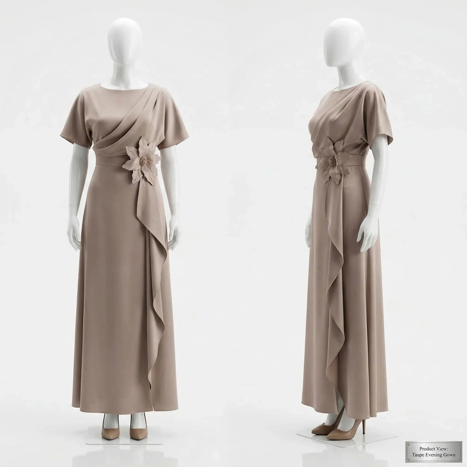 Seraphine™ Kleid aus Edlem Satin mit Skulpturaler Blumenapplikation an der Taille