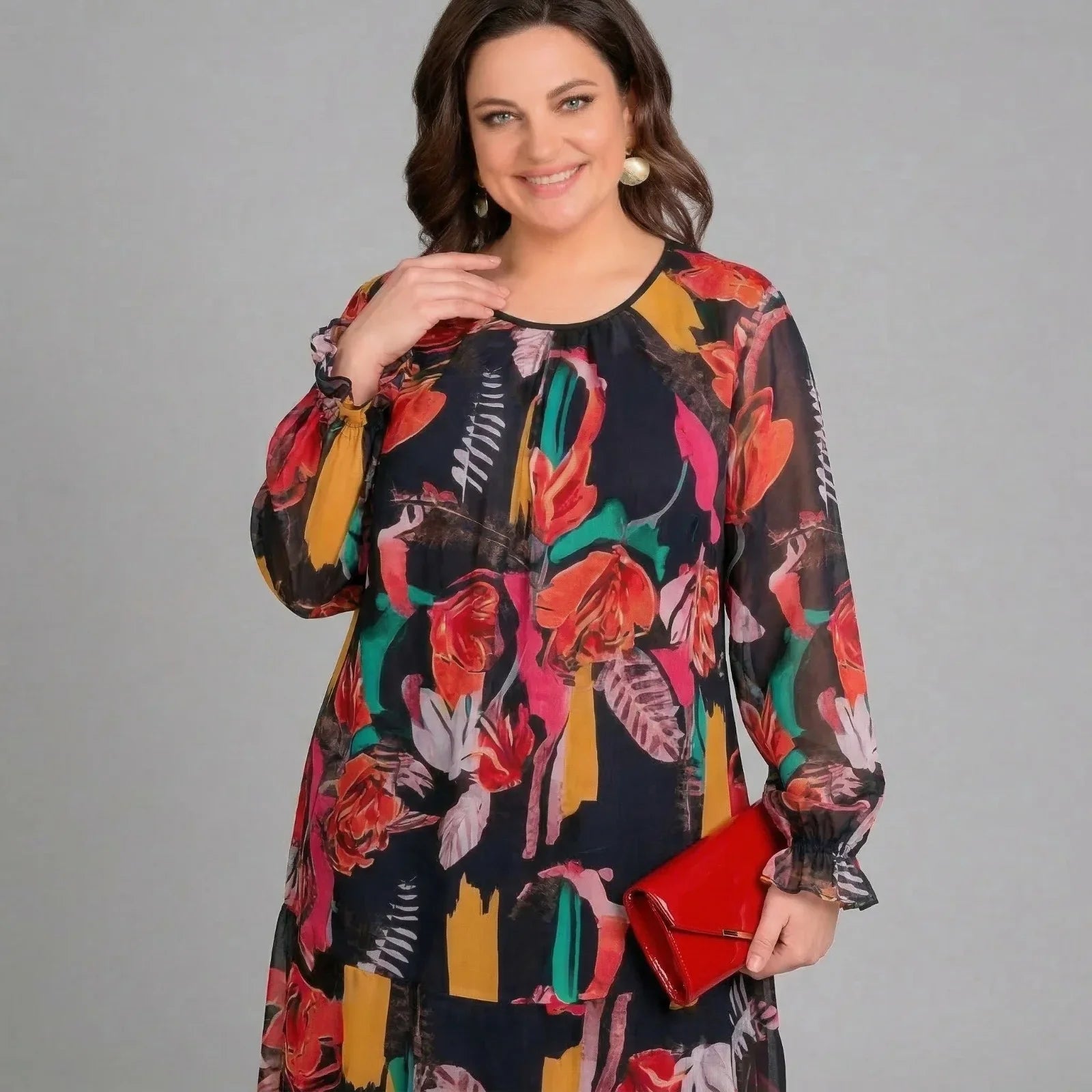 Gardenia™ Dress with Flowing Sleeves and Vibrant Print