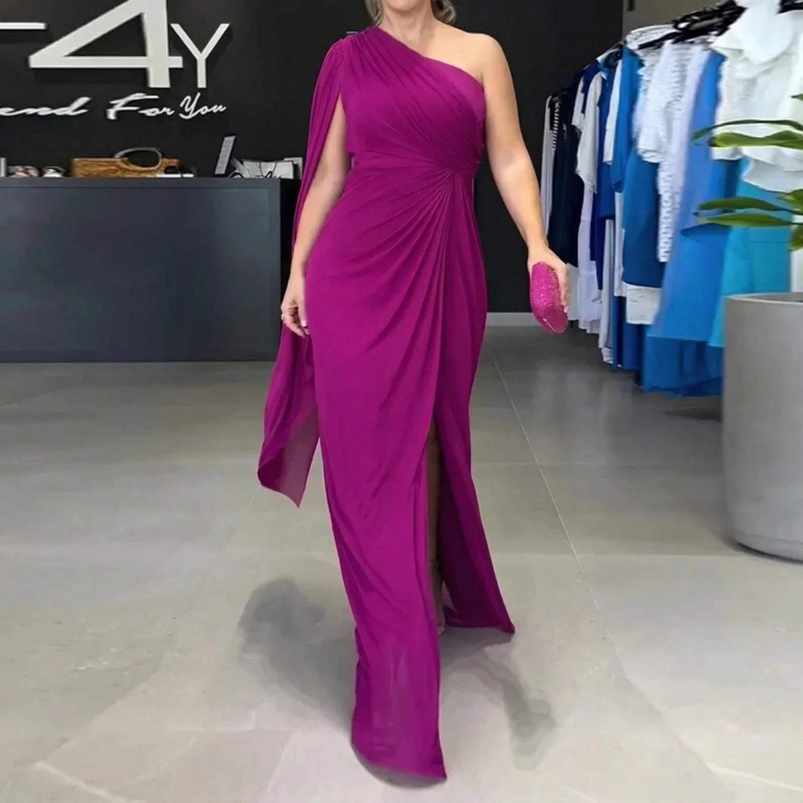 Catherine™ Maxi Dress Draped with One-Shoulder