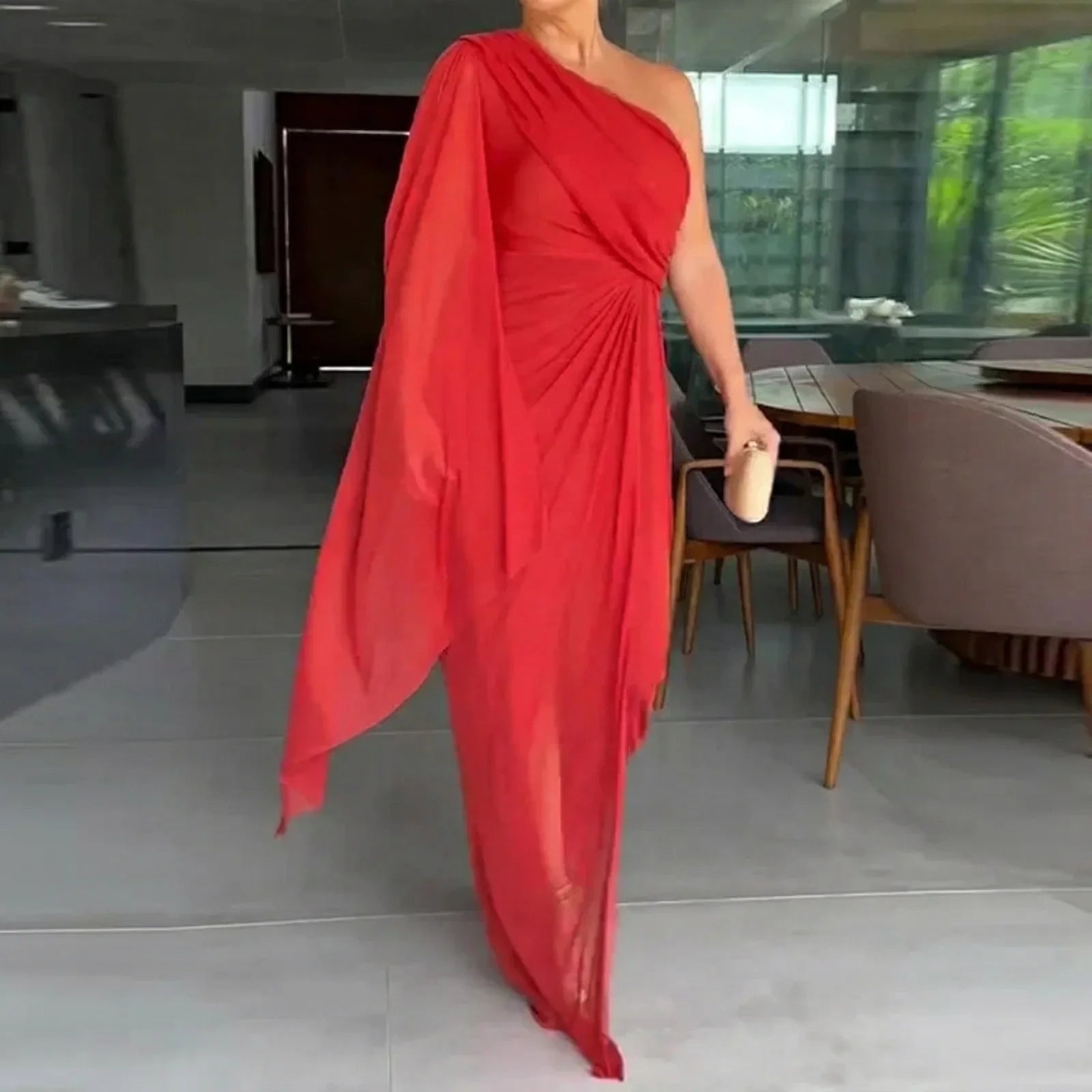 Catherine™ Maxi Dress Draped with One-Shoulder