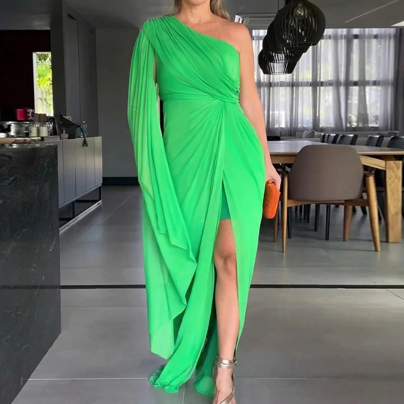Catherine™ Maxi Dress Draped with One-Shoulder