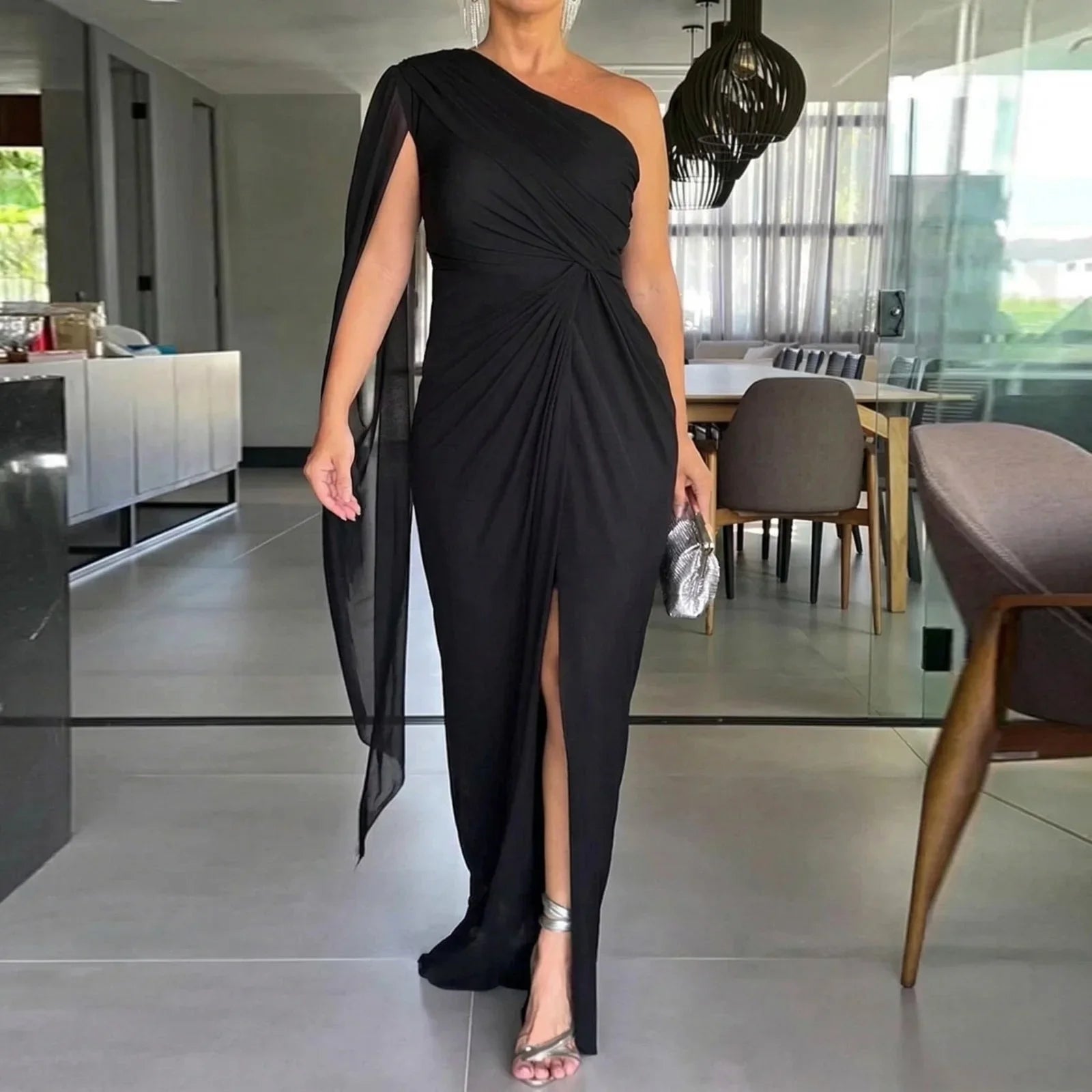 Catherine™ Maxi Dress Draped with One-Shoulder