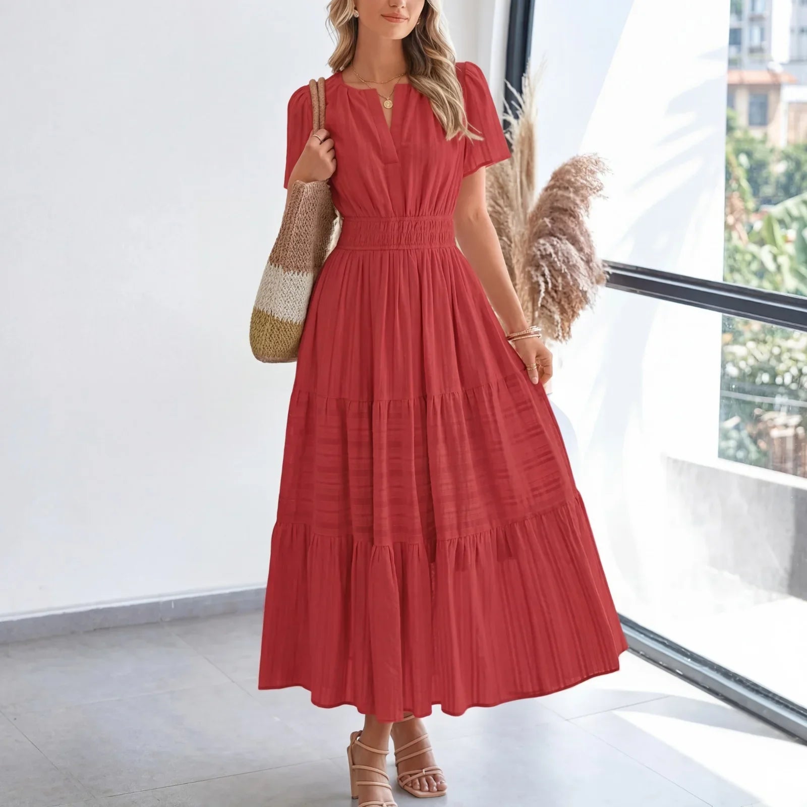 Floriana™ Dress with a Tiered Skirt and Defined Waist