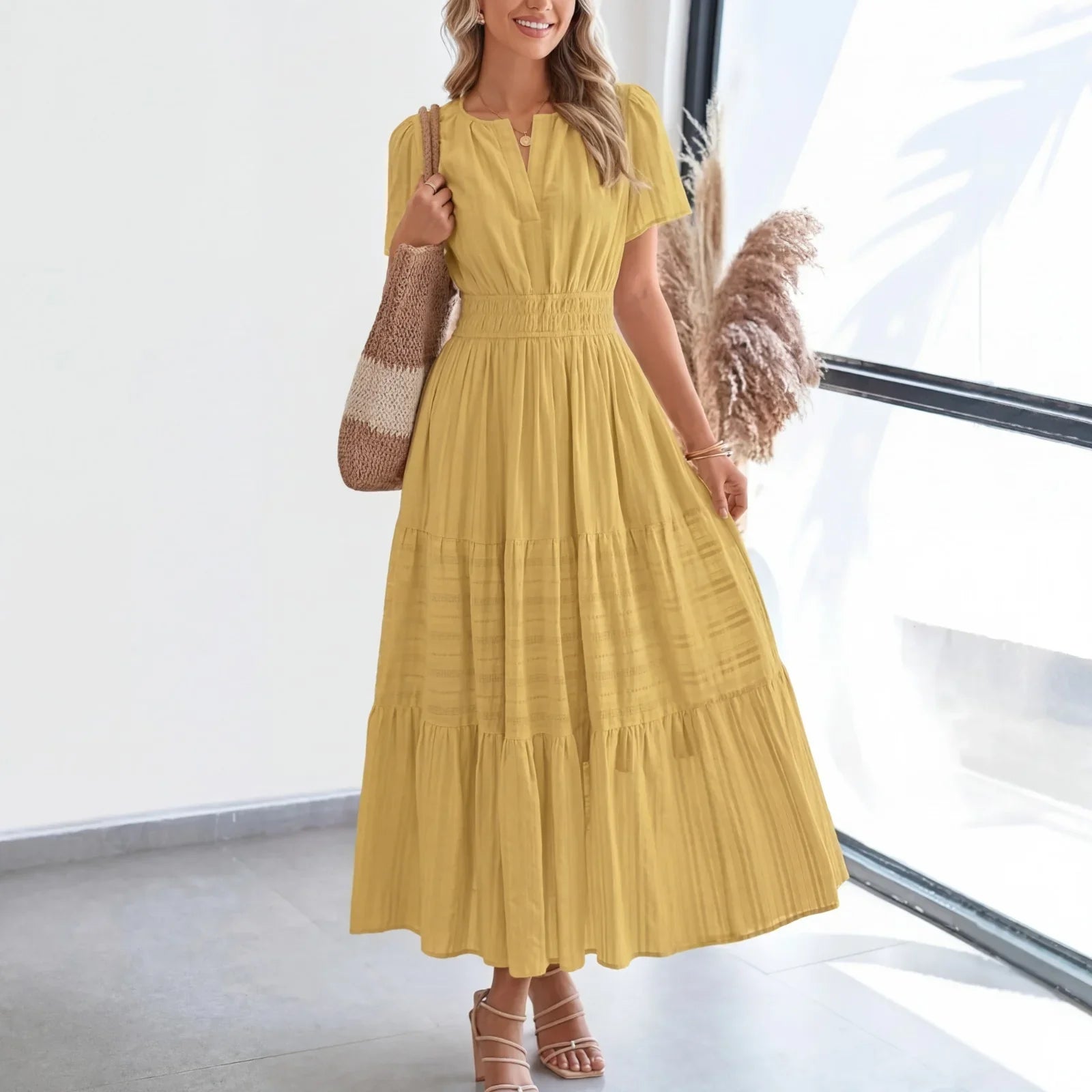 Floriana™ Dress with a Tiered Skirt and Defined Waist