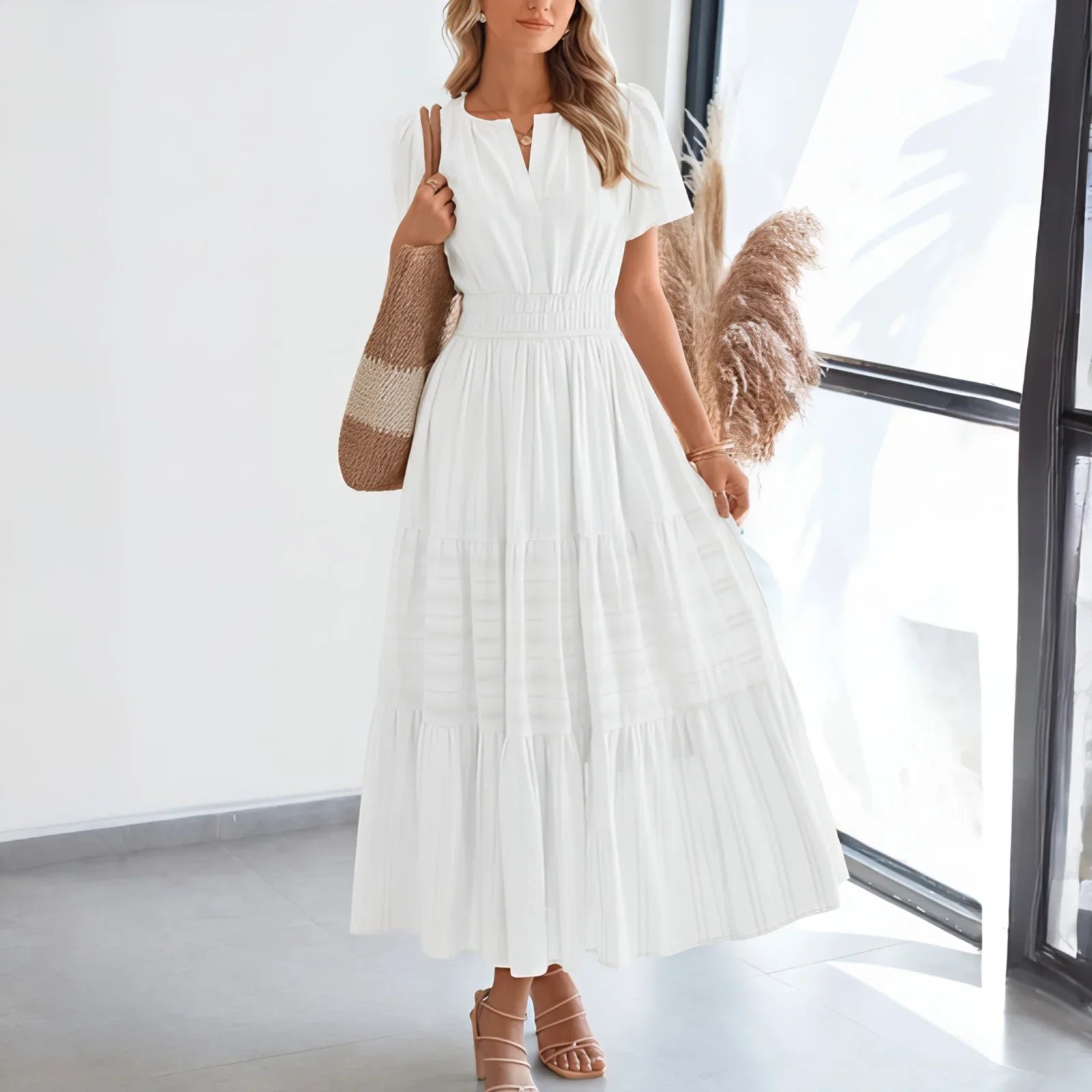 Floriana™ Dress with a Tiered Skirt and Defined Waist