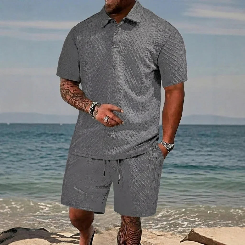 Cristiano™ Set with Textured Knit Fabric and a Structured Polo Collar