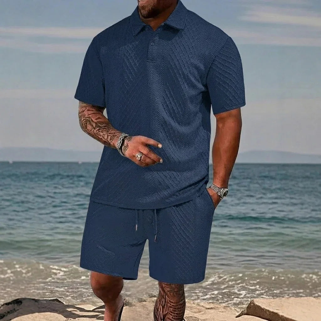 Cristiano™ Set with Textured Knit Fabric and a Structured Polo Collar