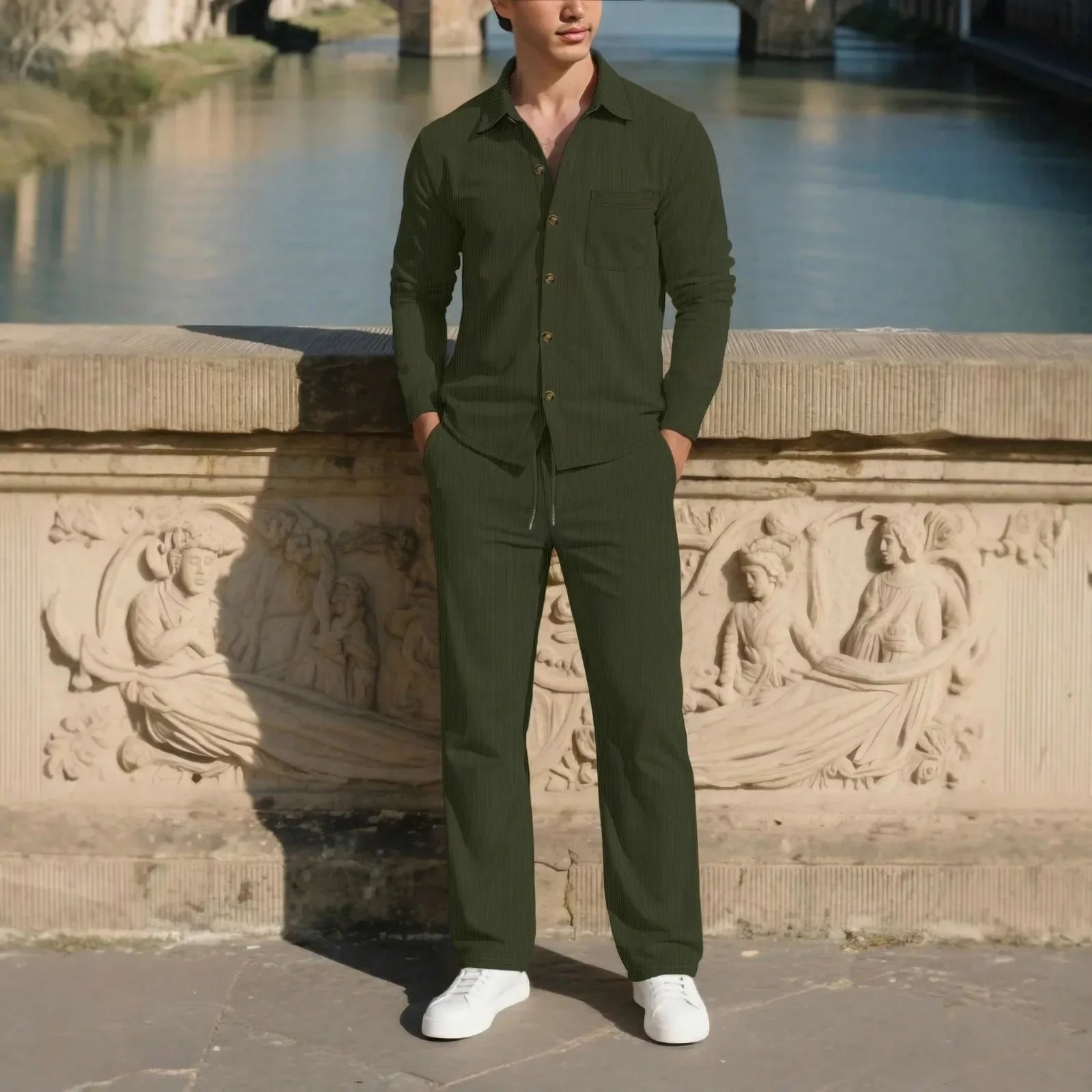 Monte Carlo™ Set with Light Texture and Pants with an Adjustable Elastic Waistband
