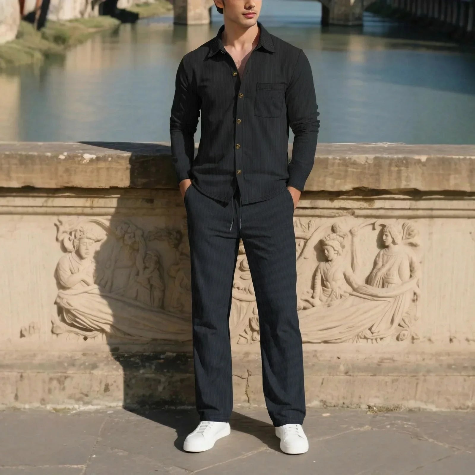 Monte Carlo™ Set with Light Texture and Pants with an Adjustable Elastic Waistband