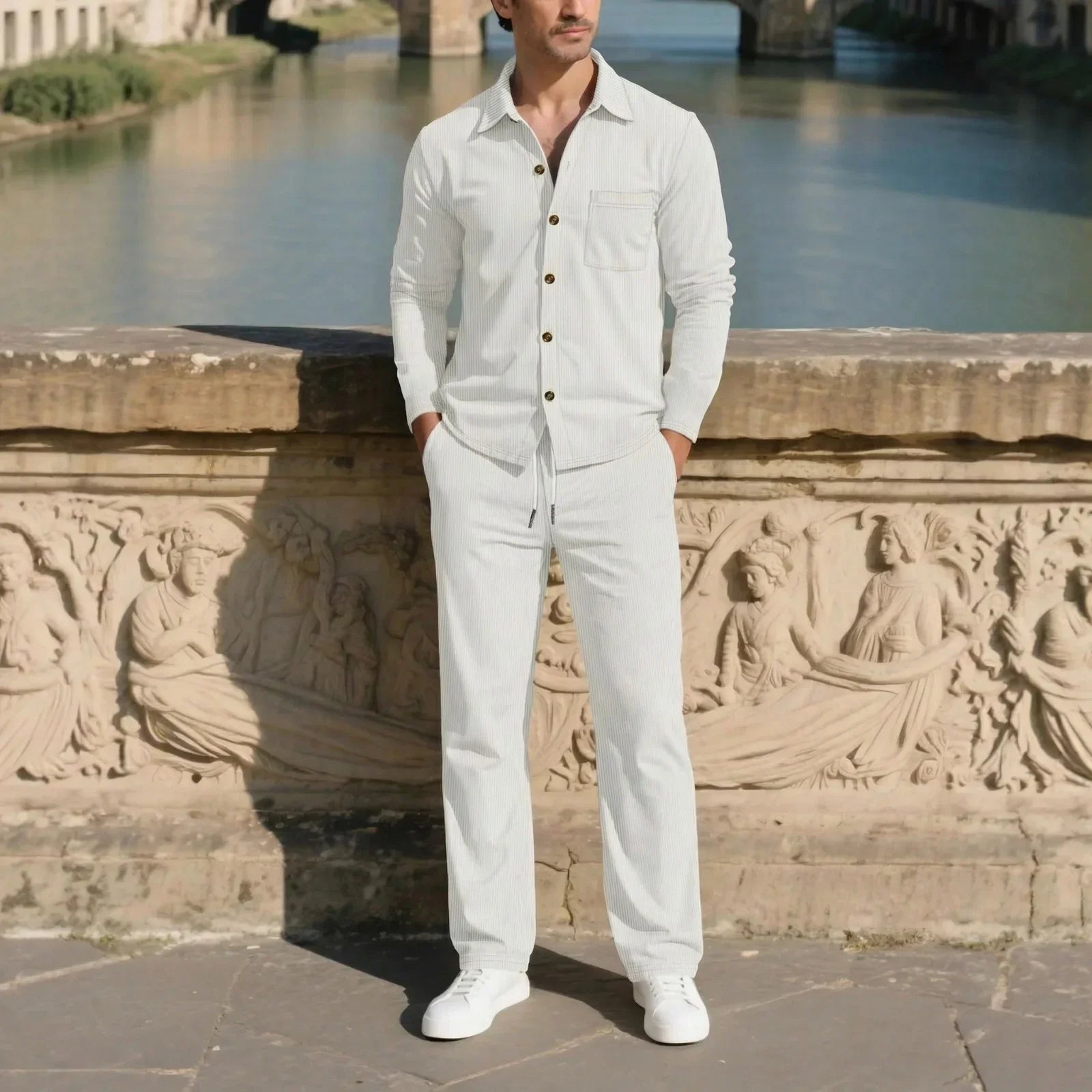 Monte Carlo™ Set with Light Texture and Pants with an Adjustable Elastic Waistband