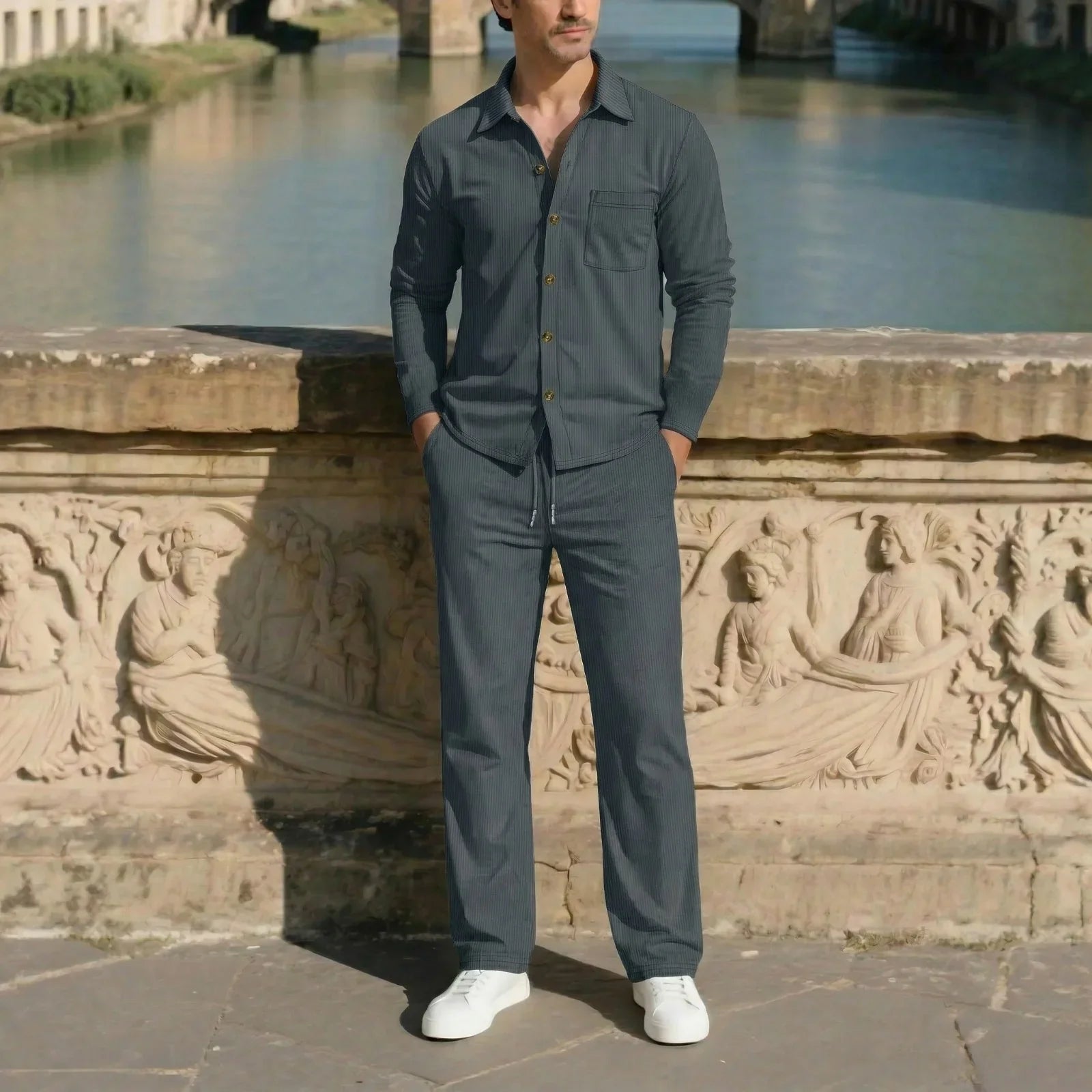 Monte Carlo™ Set with Light Texture and Pants with an Adjustable Elastic Waistband