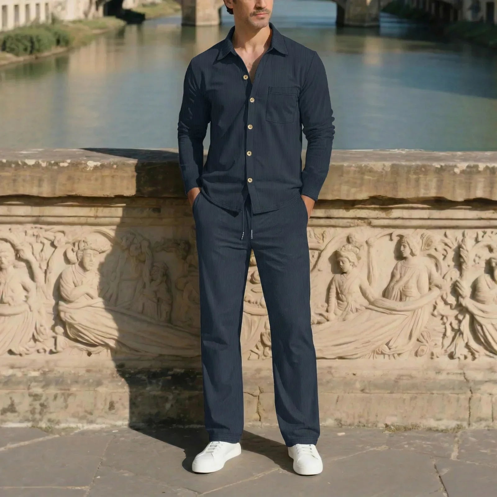 Monte Carlo™ Set with Light Texture and Pants with an Adjustable Elastic Waistband